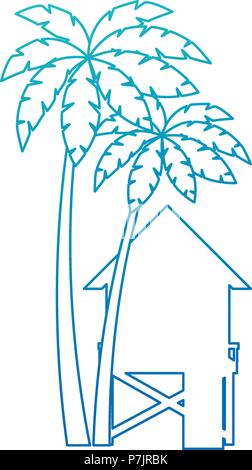 Baywatch édifice Booth avec arbres palms Illustration de Vecteur