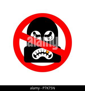 Arrêter de voleur. Pas de Rogue. Il est interdit de cambrioleur. Panneau d'interdiction rouge. Voleur d'interdiction vector illustration Illustration de Vecteur