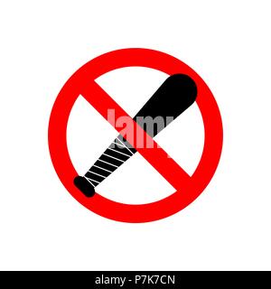 Arrêter de batte de baseball. Pas d'arme brigand. Panneau d'interdiction rouge. Cambrioleur interdiction vector illustration Illustration de Vecteur