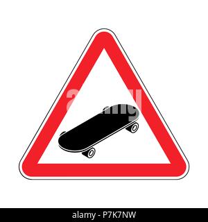 L'attention de la planche à roulettes. Attention la planche à roulettes. Il est interdit de monter à bord. Red Road signe d'interdiction. Danger vector illustration Illustration de Vecteur