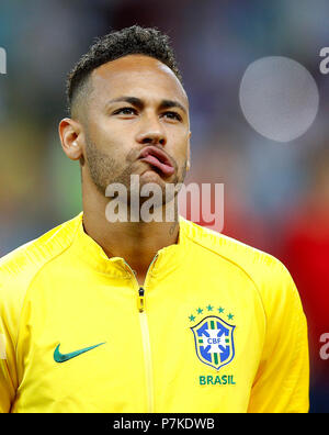 Kazan, Russie. 6e juillet 2018. Neymar do Brasil pendant le match entre le Brésil et la Belgique valable pour la Coupe du Monde 2018 tenue à l'Aréna de Kazan Kazan, Russie. (Photo : Rodolfo Buhrer/La/Fotoarena Imagem) Banque D'Images