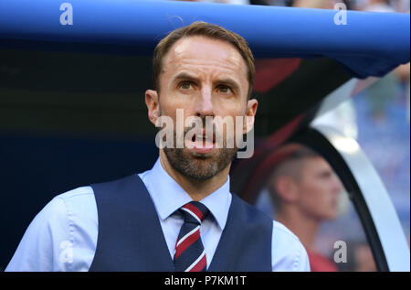 Samara, Russie. 7 juillet 2018. La Russie. 7 juillet 2018.La Russie. 7 juillet 2018.Gareth Southgate GBC9350 Coupe du Monde FIFA 2018 Spartak Moscou Russie stade strictement usage éditorial uniquement. Si le joueur/joueurs représentés dans cette image est/sont de jouer pour un club anglais ou l'équipe d'Angleterre. Puis cette image ne peut être utilisé qu'à des fins rédactionnelles. Pas d'utilisation commerciale. Les usages suivants sont également restreintes MÊME SI DANS UN CONTEXTE ÉDITORIAL : utilisez conjointement avec, ou partie de, toute l'audio, vidéo, données, listes de luminaire, club ou la Ligue de logos, pari, jeux ou tout crédit de service 'live' : Allsta Banque D'Images