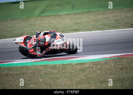 Misano, Italie. 07Th Juillet, 2018. Misano, Italie. 7 juillet 2018. 81 Jordi Torres ESP MV AGUSTA F4 1000 MV Agusta Reparto Corse pendant la Motul Championnat FIM Superbike Superpole ronde italienne - course pendant la WORLD SUPERBIKES - PIRELLI Circuit Riviera di Rimini, ronde 6 - 8 juillet 2018 à Misano, en Italie. Crédit : Fabio Averna/Alamy Live News Crédit : Fabio Averna/Alamy Live News Banque D'Images