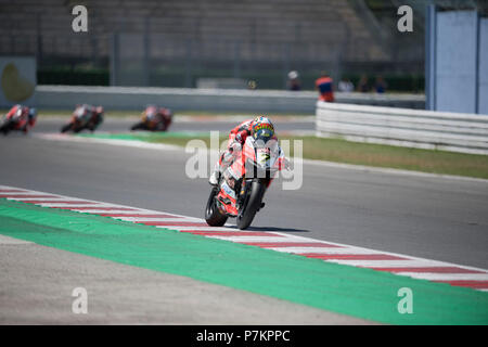 Misano, Italie. 07Th Juillet, 2018. Misano, Italie. 7 juillet 2018. 7 Chaz Davies GBR Ducati Panigale R aruba.it Racing - Ducati au cours de la Motul Championnat FIM Superbike Superpole ronde italienne - course pendant la WORLD SUPERBIKES - PIRELLI Circuit Riviera di Rimini, ronde 6 - 8 juillet 2018 à Misano, en Italie. Crédit : Fabio Averna/Alamy Live News Crédit : Fabio Averna/Alamy Live News Banque D'Images