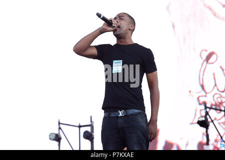 Wiley effectuant le premier jour du festival sans fil, à Finsbury Park, au nord de Londres. ASSOCIATION DE PRESSE Photo. Photo date : vendredi 6 juillet 2018 Banque D'Images