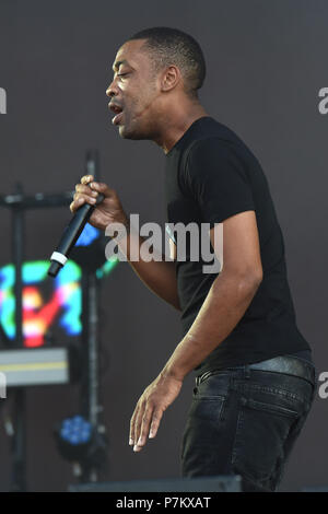 Wiley effectuant le premier jour du festival sans fil, à Finsbury Park, au nord de Londres. ASSOCIATION DE PRESSE Photo. Photo date : vendredi 6 juillet 2018 Banque D'Images