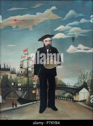 Henri Rousseau dit Le Douanier (1844-1910), moi-même. Portrait-Landscape, 1890. Galerie Nationale à Prague (Národní galerie v Praze). Huile sur toile. Banque D'Images