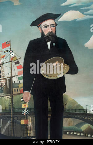 Henri Rousseau dit Le Douanier (1844-1910), moi-même. Portrait-Landscape (détail), 1890. Galerie Nationale à Prague (Národní galerie v Praze). Huile sur Banque D'Images