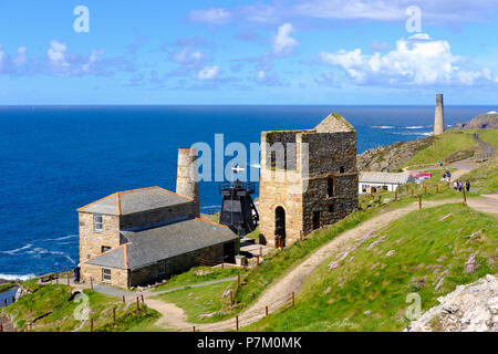 Ancienne mine de cuivre et d'étain, Levant Mine, St Just in Penwith, Cornwall, England, UK Banque D'Images