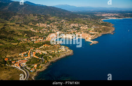 Le Fort Royal, le Château Royal de Collioure, Port de Collioure, la côte méditerranéenne, de la Méditerranée, Collioure, département, région, France Occitanie Banque D'Images