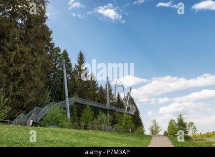 Scheidegg, Bavière, Allemagne, le Skywalk Baumwipfelpfad avec les jeux dans l'Allgaeu Westallgäu Banque D'Images