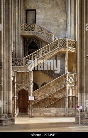 France, Seine Maritime, Rouen, la Cathédrale Notre Dame, connue sous le nom d'escalier des libraires (libraires), typique du style gothique Banque D'Images