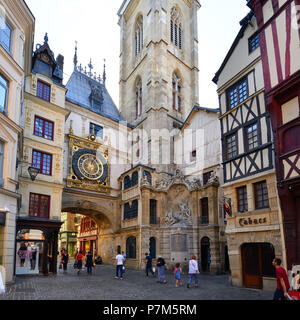 France, Seine Maritime, Rouen, le Gros Horloge est une horloge astronomique datant du 16e siècle Banque D'Images