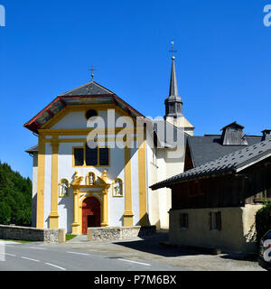 France, Haute Savoie, St Nicolas de Veroce, Les sentiers du baroque, l'église St Nicolas de Veroce Banque D'Images