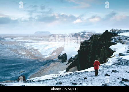 Solheimfjara beach à partir de point de vue, le sud de l'Islande Dyrholaey Banque D'Images