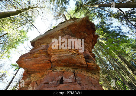 La France, Bas Rhin, Dambach, étranges rochers de grès rose Banque D'Images