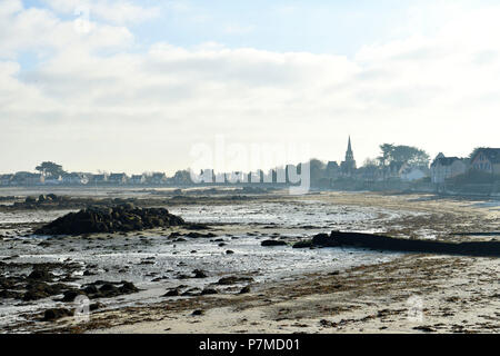 La France, Finistère, Pays des Abers, Côte des Légendes, Brignogan Plages, Port, marée basse Banque D'Images