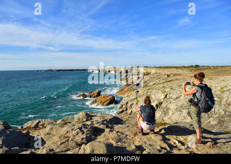 France, Morbihan, presqu'île de Quiberon, Côte Sauvage Banque D'Images