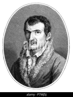 Johann Gottfried Seume (né le 29 janvier 1763 à Poserna Kursachsen  †, 13 juin 1810 à Teplitz, Bohême), écrivain et poète allemand, 809 dessiné par Olivier, Karolsfeld, 1881 Banque D'Images