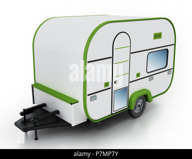 Caravan isolé sur fond blanc. 3D illustration. Banque D'Images