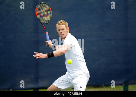 Edward Corrie, joueur de tennis britannique. Ed Corrie, joueur de tennis britannique, Wilson raquette de tennis. Banque D'Images