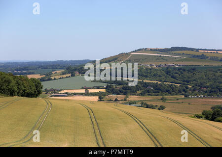 Vue générale de la South Downs Way à Cocking, Midhurst, West Sussex, UK. Banque D'Images