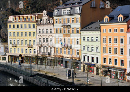 En République tchèque, en Bohême de l'ouest, de la vieille ville historique de Karlovy Vary, Karlovy Vary Banque D'Images