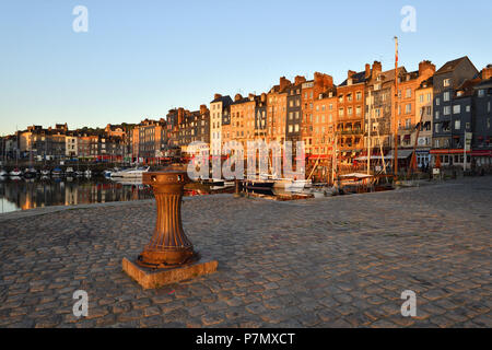 France, Calvados, Pays d'Auge, Honfleur, Le Vieux Bassin (vieux bassin) et Sainte Catherine Banque D'Images