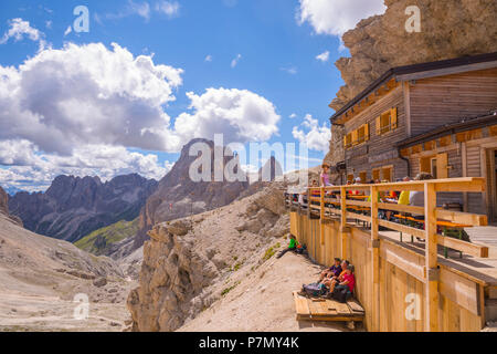 Rifugio Passo-Principe, vallée, Strada Dolomites, vallée de Fassa, Val di Fassa, Pozza di Fassa, Province de Trento, Trentino Alto Adige, Italie Banque D'Images