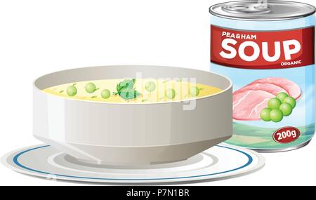 Soupe de pois et jambon dans pouvez illustration Illustration de Vecteur