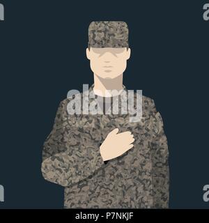 Soldat en uniforme de camouflage, l'homme en uniforme de soldat. Télévision cartoon style isolés. Vector illustration. Illustration de Vecteur