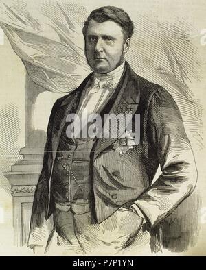 Alexandre Florian Joseph, comte Colonna-Walewski (1810-1868). Polonais et français homme politique et diplomate. Le comte Walewski en tant que ministre d'État. Portrait. La gravure. L'illustration (1860). Banque D'Images