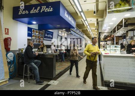 Le bar del Peix, Mercado del Olivar, Palma, Majorque, Îles Baléares, Espagne. Banque D'Images