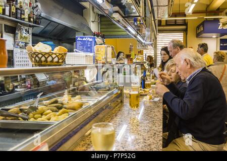 Le bar del Peix, Mercado del Olivar, Palma, Majorque, Îles Baléares, Espagne. Banque D'Images