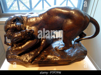 N/A. N/A 373 Tiger surprenant une antilope, par Antoine-Louis Barye, modèle c. En 1831, après 1855, bronze - National Gallery of Art, Washington - DSC08720 Banque D'Images