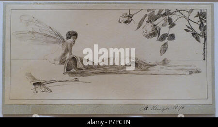 English : 'fantasmes sur un gant trouvés, dédié à la dame qui l'a perdu," d'une série de 10 dessins de Max Klinger, 1878, encre de Chine et de lavage. La pièce dans le Musée Berggruen, Schloßstraße 1, 14059 Berlin, Allemagne. Cette oeuvre est dans le fait que son créateur est mort il y a plus de 70 ans. 15 novembre 2014, 08:20:45 fantasmes sur 156 trouvés un gant, dédié à la dame qui l'a perdu, 10 de 10, de Max Klinger, 1878, encre de chine et se laver - Musée Berggruen - DSC03848 Banque D'Images