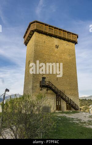 Abizanda ,Pueblo con médiévale torreón del siglo XI y románica Capilla del siglo X, Provincia de Huesca, Comunidad Autónoma de Aragón, cordillera de los Pirineos, Espagne, Europe. Banque D'Images