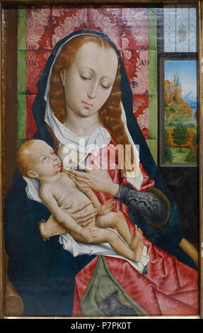 N/A. N/A 371 La Vierge à l'enfant, disciple de Rogier van der Weyden, C., Russisch 1480, huile sur panneau de bois rouge - Fogg Art Museum, Harvard University - DSC01014 Banque D'Images