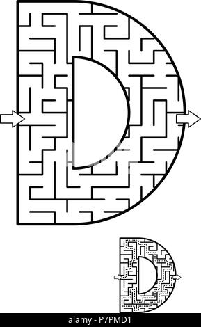 Ordre alphabétique Domaine d'apprentissage amusant et une activité éducative pour les enfants - lettre jeu de labyrinthe. Réponse inclus. Illustration de Vecteur