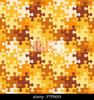 Seamless (vous voyez 4 carreaux) puzzle motif, arrière-plan, print, swatch ou le papier peint avec des pièces de forme complexe de l'automne ou les couleurs de camouflage Illustration de Vecteur