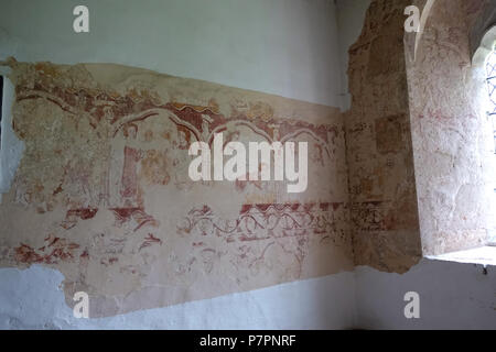 N/A. N/A 397 Wall paintings, St George's Church, 13e siècle, ocre rouge - Kelmscott, Oxfordshire, Angleterre - DSC00199 Banque D'Images