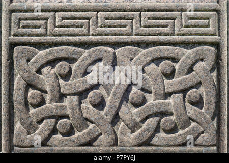 Sculpté en pierre, symbole de la conception Celtique Celtic knot Banque D'Images