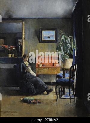 Harriet Backer (1845-1932). Peintre norvégien. L'intérieur bleu, 1883. Galerie nationale. Oslo. La Norvège. Banque D'Images