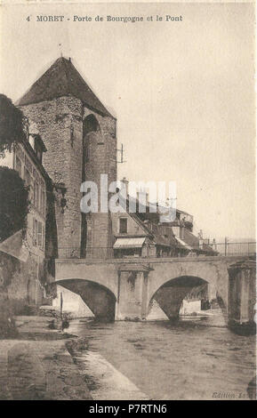 English : Moret-sur-Loing (Seine-et-Marne, France) ; carte postale ancienne, vers 1925 . 277 1927 Moret-sur-Loing-FR-77-vers 1925-CPA-04 Banque D'Images