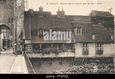 English : Moret-sur-Loing (Seine-et-Marne, France) ; carte postale ancienne, vers 1925 . 277 1927 Moret-sur-Loing-FR-77-vers 1925-CPA-07 Banque D'Images