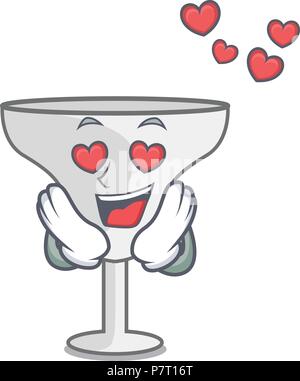 Dans l'amour de verre margarita mascot cartoon Illustration de Vecteur