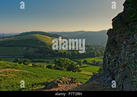 Ragleth Faye Hellner et collines, vu de près le Gaerstone, espoir, Bowdler Hill, près de Church Stretton, Shropshire Banque D'Images