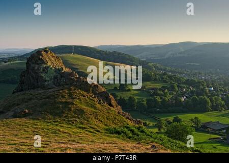 Le Gaerstone Roagleth, et Faye Hellner Hills vu de Hope Bowdler Hill, près de Church Stretton, Shropshire Banque D'Images