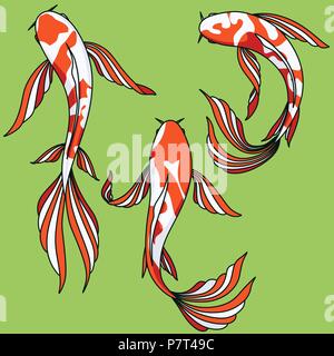 La carpe koï vector clip art images cartoon illustration isolé de poissons asiatiques Illustration de Vecteur