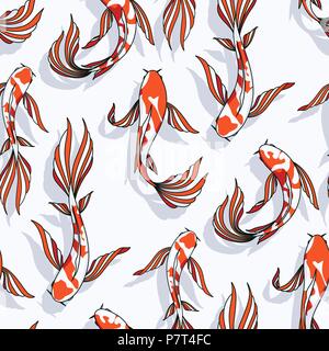 Koi Carp vector pattern transparente texture du poisson de fond Poissons rouges Illustration de Vecteur